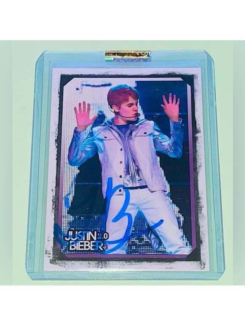 JUSTIN BIEBER 2.0 JB AUTO SIGNED CARD TTM COA STICKER TOPLOADED POPSTAR HAILEY